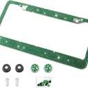 Bling Car License Plate Frame, Sparkly Rhinestone Diamond Stainless Steel License Plate Holder, Automotive Tag Holder Ornaments for Women Girls, Universal for Vehicles (Dark Green)