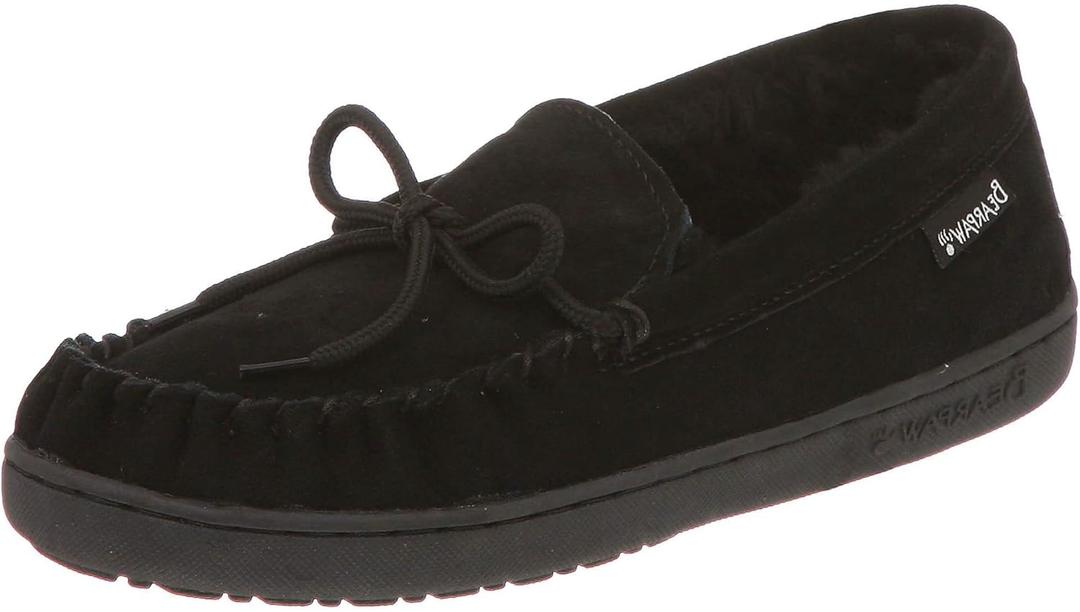 BEARPAW Moc II 2 - Men's Sheepskin Slipper - 1295M, Size 9 (Black)