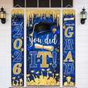 Blue and Gold Graduation Decorations Class of 2026 Congrats Grad Banner and You Did It Graduation Door Cover for High School College Grad Party Supplies(Blue)