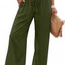 LOOKBOHO Women's Wide Leg Pants High Waisted Drawstring Loose Palazzo Pant Trendy Casual Flowy Beach Trousers with Pockets (Black, XL)
