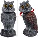 Hausse 2 Pack Fake Owl Decoys to Scare Birds Away, Rotating Head Plastic Owl Bird Deterrents, 10.6 Inch Height Bird Scarecrow Nature Enemy Horned Pest Repellent for Outdoor Garden Yard