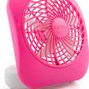 O2COOL Treva 5 Inch Battery Powered Fan Portable Desk Fan 2 Cooling Speeds with Compact Folding & Tilt Design Cubicle Accessories Small Portable (Raspberry) (1 Unit)