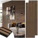 Acoustic Wood Slat Panels, Soundproof Wooden Wall Panels, 3D Fluted Panel for Interior Wall Decor, Living Room, Bedroom (Smoked Eucalyptus, 106 * 47.2 inch)