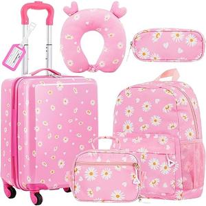 Redbaker 6 Pcs Kids Luggage Set 17 Inch Kids Rolling Luggage Double Pattern Suitcase for Girls Boys School Gift(Light Pink,Leopard Print Style) Redbaker 6 Pcs Kids Luggage Set 17 Inch Kids Rolling Luggage Double Pattern Suitcase for Girls Boys School Gift(Light Pink,Leopard Print Style)