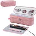 Large Capacity Hair Tools Travel Bag with Detachable Heat Resistant Mat, Double Layer Organizer Case for Flat Irons, Curling Irons, Hair Dryers, and Travel Carrying Case for Hair Tool Storage