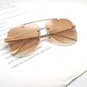 Trendy Rimless Women Aviator Sunglasses Fashion Frameless Pilot Sun Glasses Shades Unisex (Faded Brown)