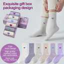 inhees Women's Cotton Crew Socks - 6Pairs Above Ankle Fun Cute Heart Bootie Dress Socks - Gifts for Mother/Her