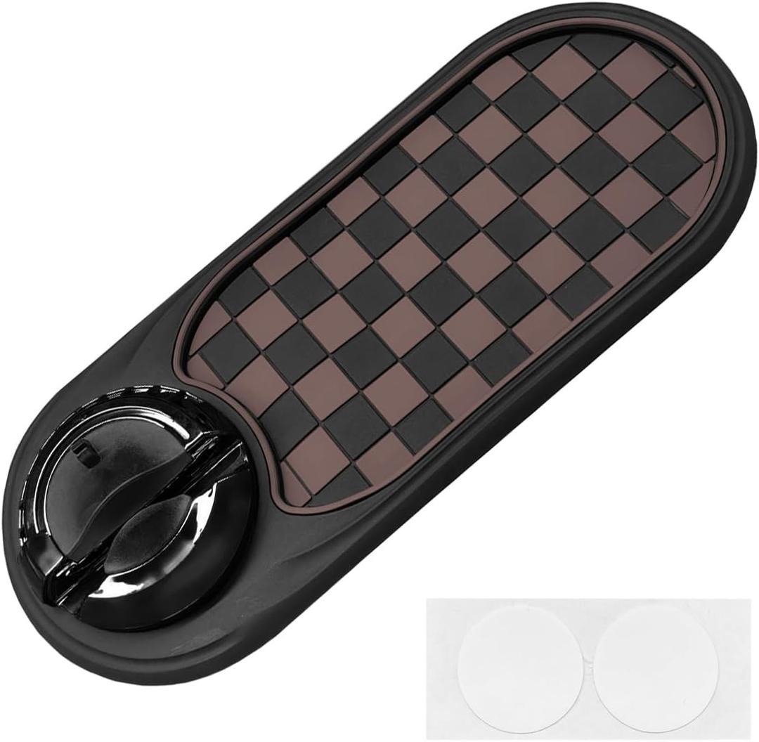 Multifunction Car Anti-Slip Mat, Rotatable Temporary Parking Number, Universal Auto Dashboard Organizer Pad Accessory for Phones, Sunglasses, Keys (Brown/Black)