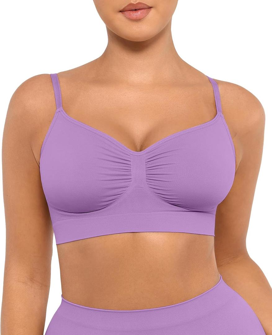 FeelinGirl Bralettes for Women with Support Comfortable Bras No Underwire Seamless Everyday Bras (Purple, XXXL)