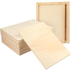 GNIEMCKIN 14 Pack Wooden Canvas Boards for Painting, 9 x 12 Inch Wood Canvas for Art Projects, Cradled Artist Panels for Oil, Acrylic, Encaustic, Wood Burning, Pouring and More