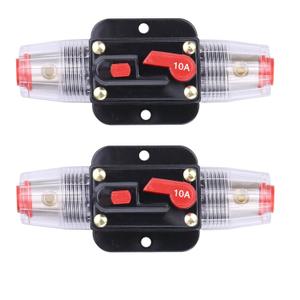 ZOOKOTO 2 Pcs 12V-24V DC Fuse Holder 10A,Inline Circuit Breaker 10A with Reset Button for Auto Car Marine Boat Stereo Switch Audio Inverter System Protection