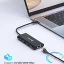 UtechSmart USB C Hub, Ethernet Multiport Adapter 6 in 1 USB C to HDMI Dock Compatible for MacBook Pro/Air, Chromebook, Dell XPS, HP and Type C Devices (Gigabit Ethernet 100W PD 4K HDMI USB 3.0) Black