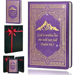 Bible Journal,Journal for Women,A5 Hardcover Leather Journal - 200 Pages Premium Paper Notebook,Christian Journal Notebook for School, Work (God is Purple)