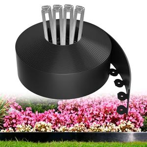 3in Tall, 40ft Landscape Edging Kit with 60pcs Metal Spikes, Reinforced Rib Design, No-Dig Flexible Plastic Edge Border for Landscape, Lawn, Garden, Flower Beds, Yard, Paver, Playground, Fence, Pathway, Black
