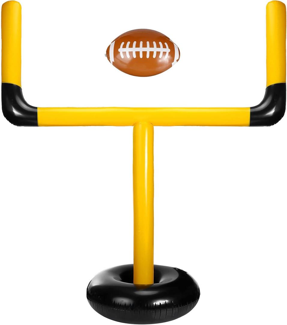 Inflatable Jumbo Football Set Inflatable Football Goal with Beach Ball Target Goal Post Ball Accessories Outdoor Sport Summer Beach Pool Games for Practice and Fun