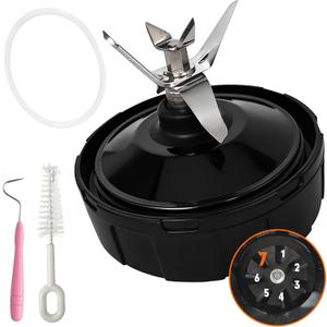 7 Fins Extractor Blade Replacement for Ninja Blender, Replacement Parts for Ninja Blender with Gasket, Hook & Cleaning Brush, Compatible with Nutri Ninja Auto-iQ BL480-30 BL482-30 BL490-30 BL642 BL682