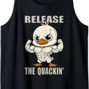 Release The Quackin Duck Gym Weightlifting Bodybuilder Funny Tank Top (Small, Black)