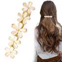 2.6inch Gold Flower Hair Clip Sparkly Opal Wedding Barrettes Rhinestone Crystal Halloween Christmas Fancy Hair Pin Decorative Accessories for Women Thick Long Hair