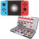 HEIYING Switch Game Card Case for Nintendo Switch / Switch 2(2025),Custom Pattern Memory Storage Holder with 24 Game Card Slots and 24 Micro SD Cards Slots (Classic Buttons Black)