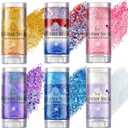 AROIC Body Glitter Stick - 6 Pack Red White and Blue Face & Hair Glitter with Chunky Sequins, 4th of July USA Rave Accessories Sparkling Face Paint with Fruit Scent for Festival Makeup Concert Party
