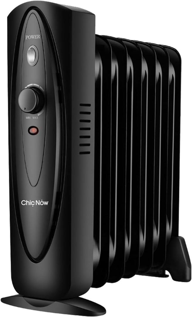 Oil Filled Radiator Heater,Oil Heater with Adjustable ThermostatElectric Radiator Heater with Overheat SafetyMini Portable Space Heater700W (BLACK)