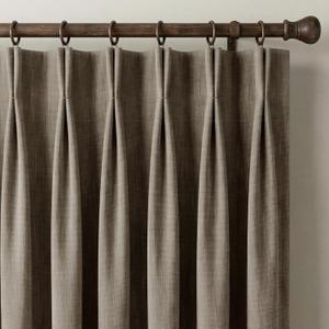 NICETOWN French Taupe Pinch Pleated Linen Curtains 84" Length - Room Darkening Drapes Sophisticated Backdrop for Timeless Home Decor Beautiful Window Treatments,40" Wide Each Panel, 1 Pair