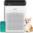 MORENTO Air Purifiers for Home Large Room Up to 1290 ft with PM 2.5 Air Quality Monitor, Wi-Fi and Alexa compatible, HEPA Auto Mode Double-sided Air Inlet for Smoke and Odor, 23db, MR5866, White