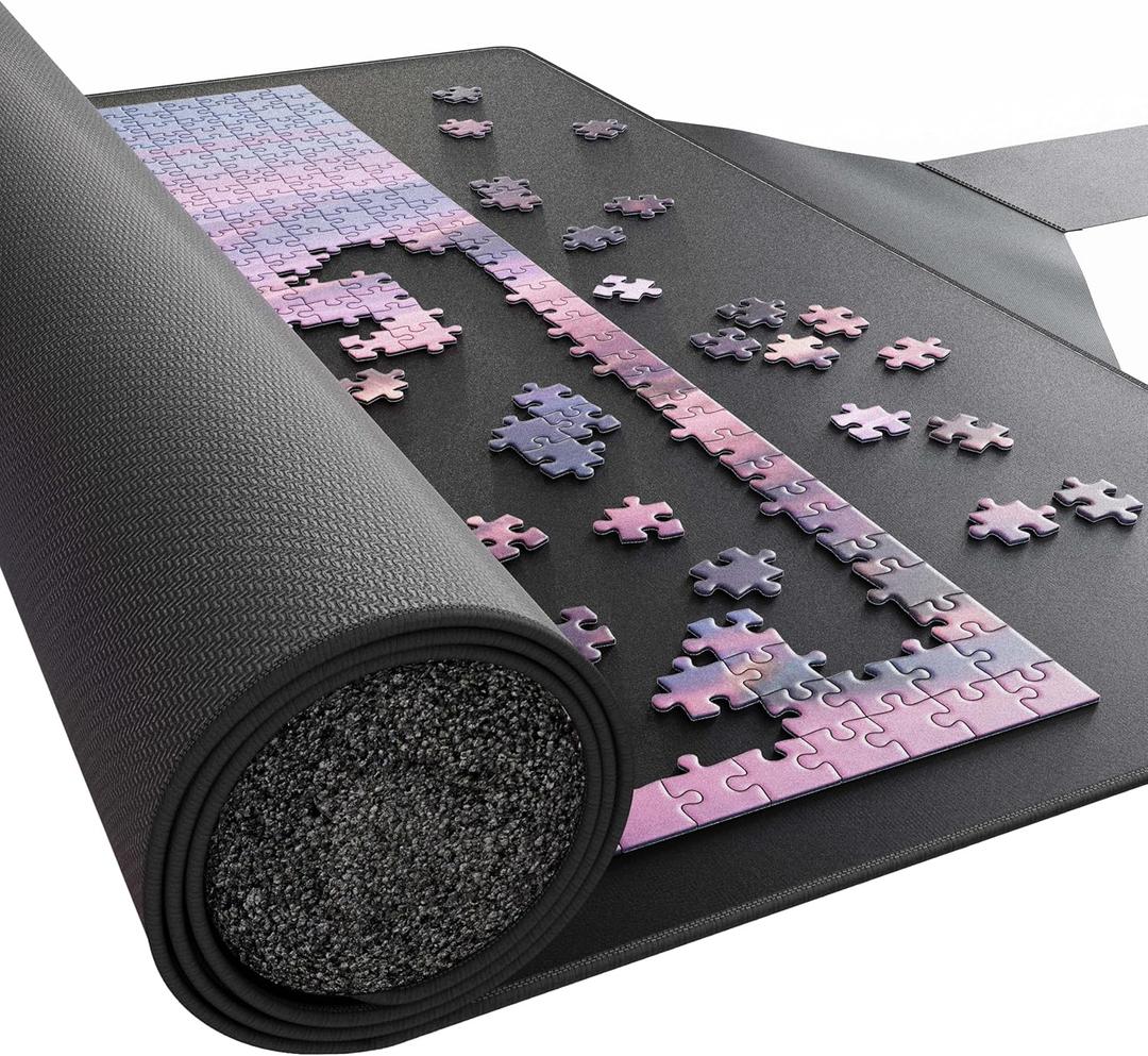 Premium Puzzle Mat - 37 x 59 Inches - Up to 3000 Pieces - Jigsaw Puzzle Roll Up Mat - Non Slip Rubber Bottom - Soft Polyester Surface - with Gift Packaging