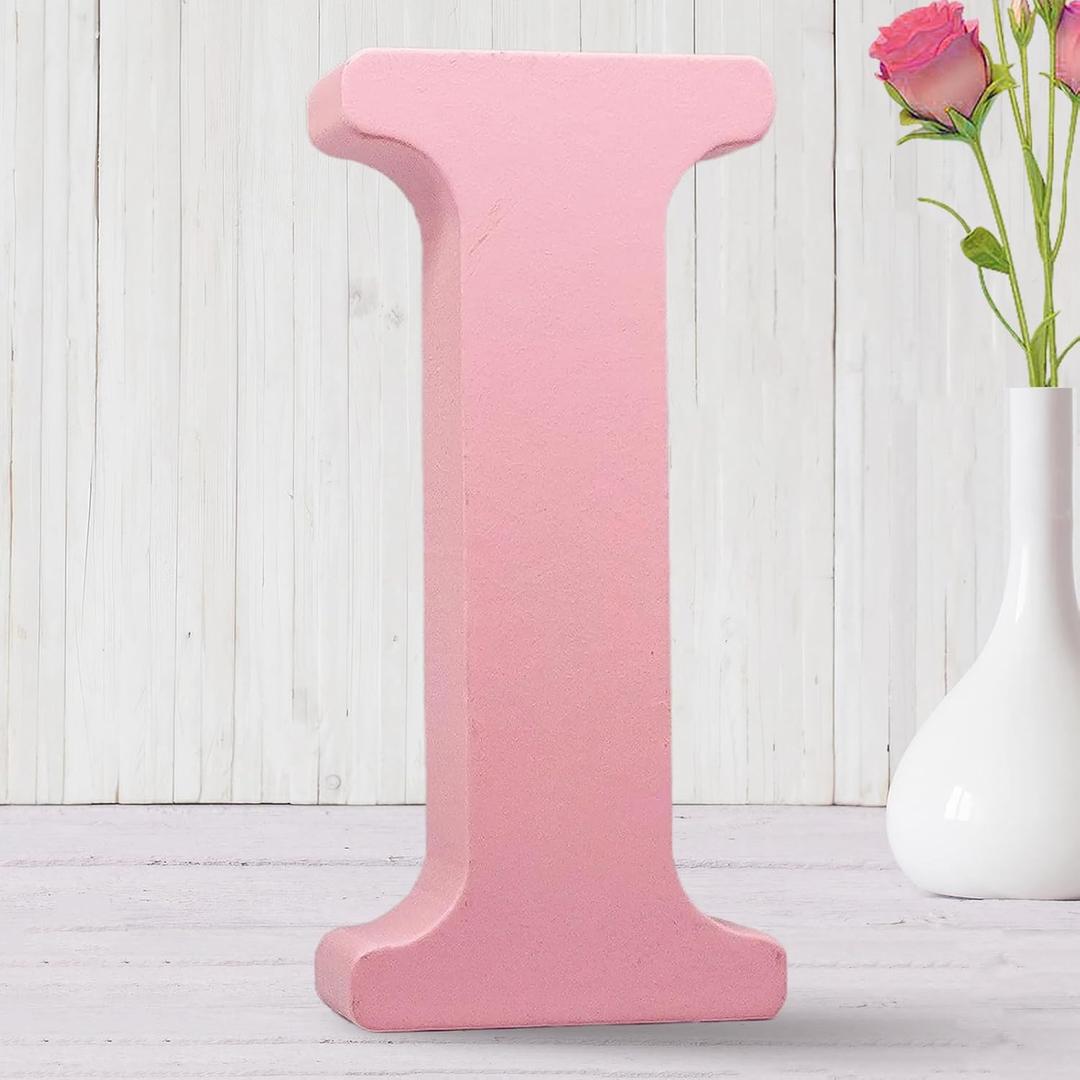 AOCEAN 8 Inch Pink Wood Letters Unfinished Wood Letters for Wall Decor Decorative Standing Letters Slices Sign Board Decoration for Craft Home Party Projects (I)