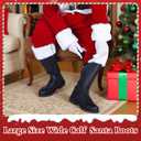 SOMOYA Christmas Santa Claus Boots for Men Women Santa Boots Men Christmas Shoes Adult Black for Cosplay Shoes with White Plush Cuffs (10-11)