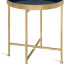 Kate and Laurel Celia Metal Foldable Round Accent Table, 18.25" x 18.25" x 22", Navy Surface and Gold Frame, Modern Minimalist Design and Detachable Magnetic Tabletop