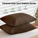 Gogreen Bamboo Rayon Waterproof Pillow Protector, Breathable Pillow Cover, Cooling Pillow Case Protector with Zipper, Super Soft Pillow Case Cover with Zipper (4 Packs, Queen 20"x30", Brown)