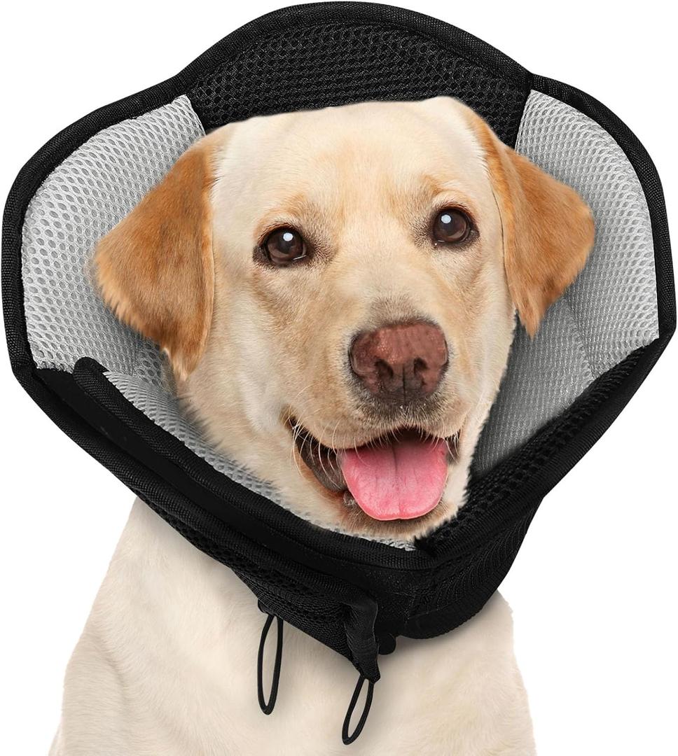 AOFITEE Dog Cone - Soft Cone for Dogs After Surgery, Comfy Cones for Large Dogs to Stop Licking, Adjustable Soft Dog Cone Collar, Elizabethan Pet E-Collar for Wound Healing, Black Large