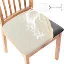 Gute Chair Seat Covers, Dining Room Chair Seat Covers with Ties, Stretch Jacquard Chair Covers Protectors for Dining Room Kitchen Chairs - 4 Pcs, Rhombic-Beige