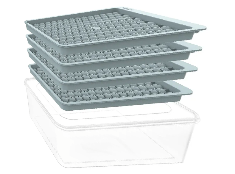 ITWIST Mini Ice Cube Trays, 159x4 PCS Crushed Small, Tiny Ice Cube Tray Easy Release for Chilling Drinks Coffee Juice(4Pack Blue Ice trays & Ice Bin)