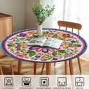 Round Tablecloth Waterproof Fitted Boho Colorful Tablecloths Decor for Home Kitchen Dining Party Patio Indoor and Outdoor, 60 Inch