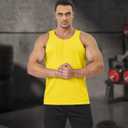 EKLENTSON Men's Workout Tank Top Summer Quick Dry Gym Shirts Muscle Sleeveless Cotton Shirt Moisture Wicking Beach (Yellow, M)
