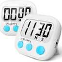 2 Pack Digital Kitchen Timer for Cooking Big Digits Loud Alarm Magnetic Backing Stand Cooking Timers for Baking White
