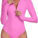 RELLECIGA Women's One Piece Swimsuits Long Sleeve Rash Guard UV Protection Surfing Swimsuit Bathing Suit XL