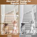 35-55" No Bottom Bar Baby Gates for Stairs, 39" Extra Tall Child Safety Gate with Auto Close Large Walk Thru Door, Hardware Mount Dog Gate Pet Gate for The House Doorways, Indoor Outdoor use