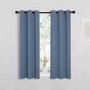 NICETOWN Thermal Insulated Curtains Blackout Draperies, Stone Blue, Set of 2, 29 by 40 inches Long, Window Treatment Solid Grommet Room Darkening Drape Panels for Bedroom