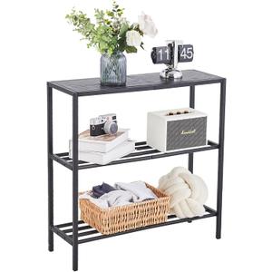 Wimarsbon 29.5" Narrow Console Table, 3-Tier Entryway Tables, Thin Sofa Table with Shelves, Metal Frame, Side Table, Display Table, for Hallway, Entrance, Living Room, Bedroom (Black Frame Black)