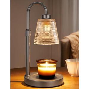 Innqoo Gray Candle Warmer Lamp with Timer, Dimmable Candle Warmer for Jar Candles, Height Adjustable Wax Melts Warmer, Birthday Gifts for Women Mom, House Warming Gifts New Home Decor (Regular(4.7 in))