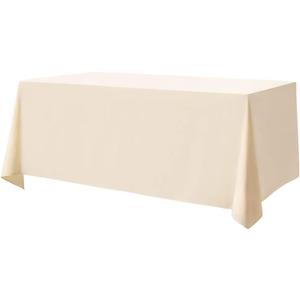 Surmente Ivory Tablecloth 90 x 132-inch Rectangular Polyester Table Cloth for Weddings, Banquets, or Restaurants
