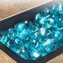 GASPRO 20 Pound Fire Glass Diamonds 1 Inch, Fire Pit Glass Rocks for Gas Fireplace and Fire Pit, Caribbean Blue, High Luster