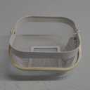 Metal Mesh Wire Basket, Mini Steel Basket with Wooden Handle Storage Organizer Basket Multi-functional Hanging Kitchen Baskets Fruit Baskets for Kitchen Bathroom Cabinet Pantry Snacks, White