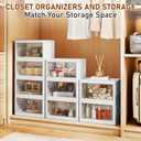 4 Tier Storage Bins with Lids, 23QT Stackable Closet Organizers and Storage with Wheels, Collapsible Storage Boxes, Foldable Plastic Storage Containers for Home, Office, Dorm Room-White