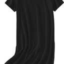 Ekouaer Nightgowns for Women Cotton Sleepshirts Short Sleeve Nightshirt Tshirt Night Gown Casual Sleepdress Comfy Nightdress (Black, XL)