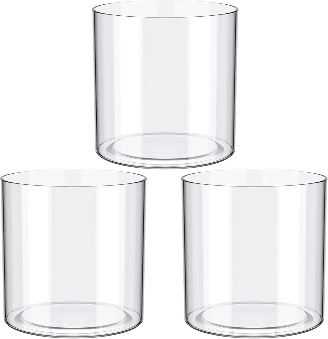 meekoo 3 Pcs Flower Acrylic Vase Cylinders Round Decorative 5 x 5 in Vase Break Resistant Acrylic Flower Cylinder for Centerpiece Home Wedding Decor(Clear, Classic)