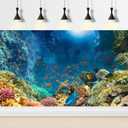 2 x Under The Sea Aquarium Background Colourful Corals Reefs Underwater Marine Views Fish Tank Background Ocean Lives Landscape Terrarium Background Tropical Fishes Aquarium Backdrop Decors 24x16in